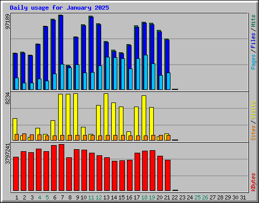 Daily usage for January 2025